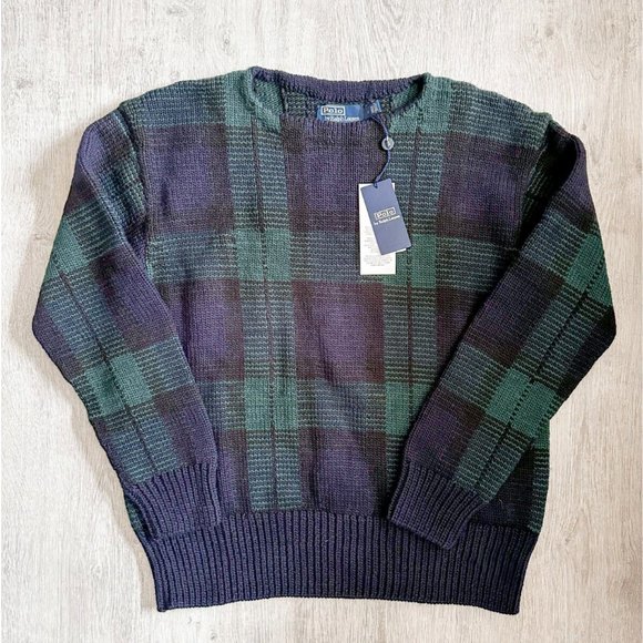 Polo Ralph Lauren Other - POLO RALPH LAUREN MANOS DEL URUGUAY Preppy Navy Green Plaid Knit Jumper NWT